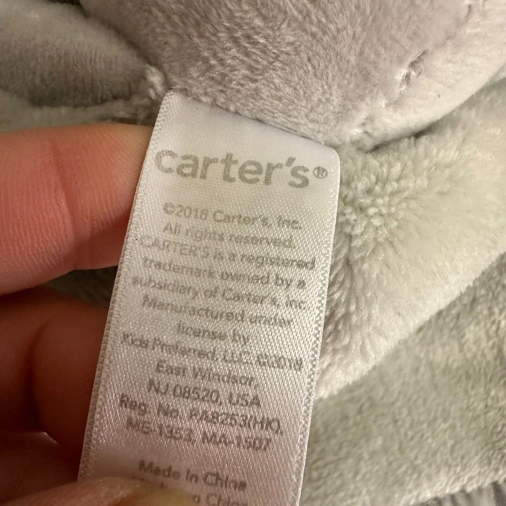 Carters Gray Elephant Security Blanket Lovey Satin Trim Plush Baby Snuggler 2016
